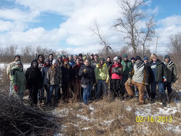 Volunteers at a recent workday at Goose Creek Grasslands Nature Sanctuary in Lenawee County